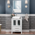 UEV 24' White Bathroom Vanity with Ceramic Vessel Sink, Modern Bathroom Vanity Cabinet, Pop Up Drain and 30% Water-Saving Design, Faucet, Soft Closing Drawers/Doors, Mirror Not Included(A07)