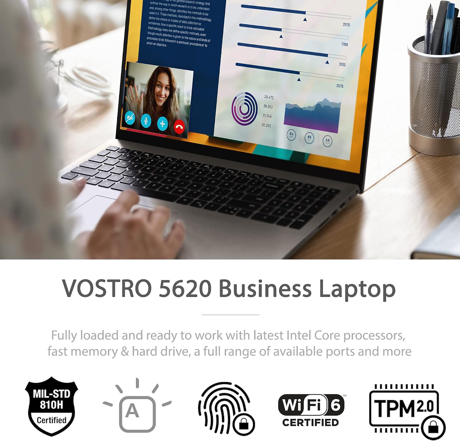 DELL Vostro 5620 Business Laptop, 16' FHD Display, 12th Gen Intel Core i7-1260P, 32GB RAM, 1TB SSD, FHD Webcam, HDMI, Backlit Keyboard, Fingerprint Reader, Wi-Fi 6, Windows 11 Pro, Silver