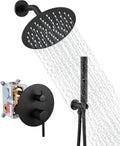 Airuida Shower Faucet Set, Bathtub Faucet Set with 8 Inch Rain Shower Head and Valve,2 Functions Tub Shower Faucet Set for Bathroom-Matte Black