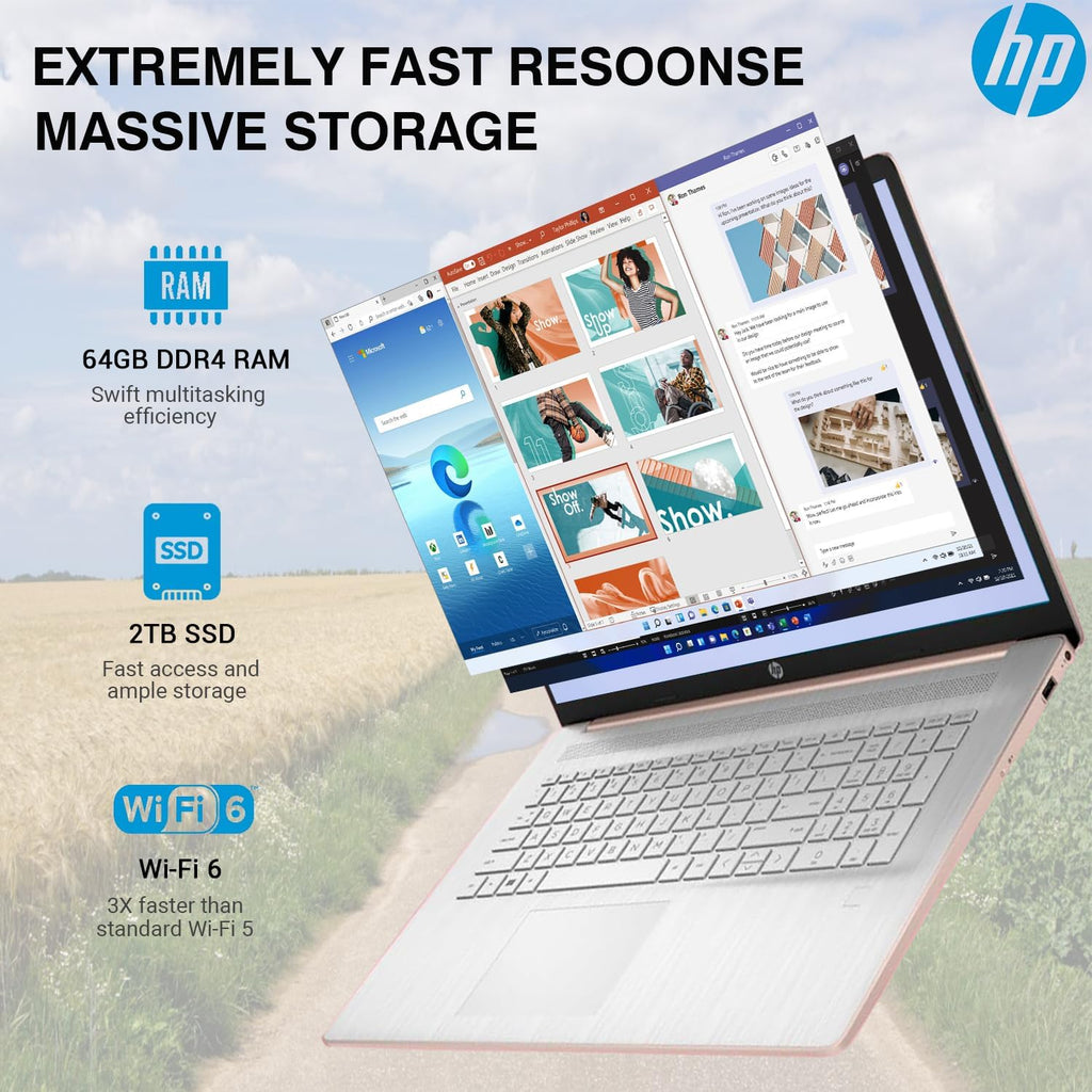 HP 17 Inch Laptop Touchscreen Computer, 17.3 HD+ Touch Screen Business Laptop, 13th Gen Intel Core i7, Windows 11 Pro, Backlit Keyboard Number Pad, 64GB RAM 2TB SSD
