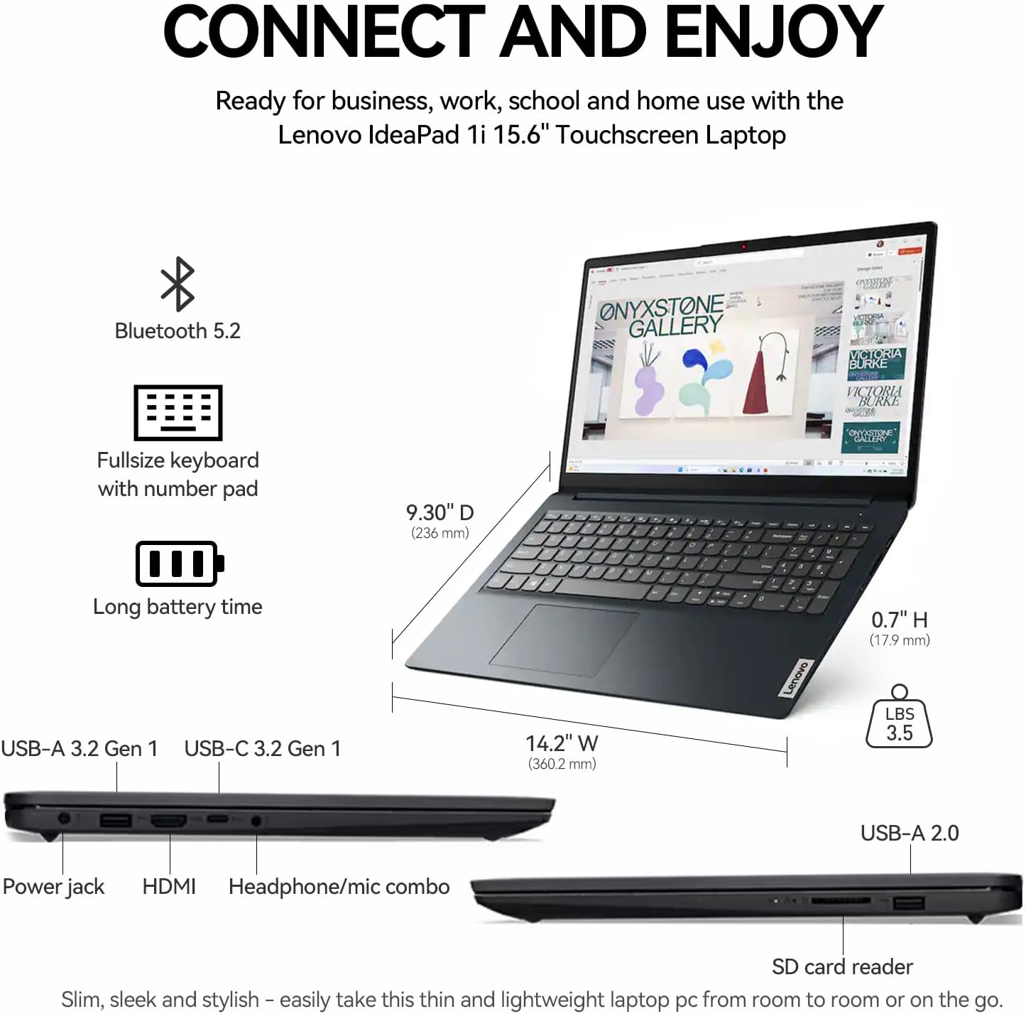 Lenovo 2026 Ideapad 1i 15 Inch Touchscreen Laptop Computer, 15.6' FHD IPS Touch Screen Laptop, Intel Core i5-1335U (10-Cores, >i7-1255U), Windows 11 Pro 8GB RAM 256GB SSD, 10-Key Number Pad, wYGYTE