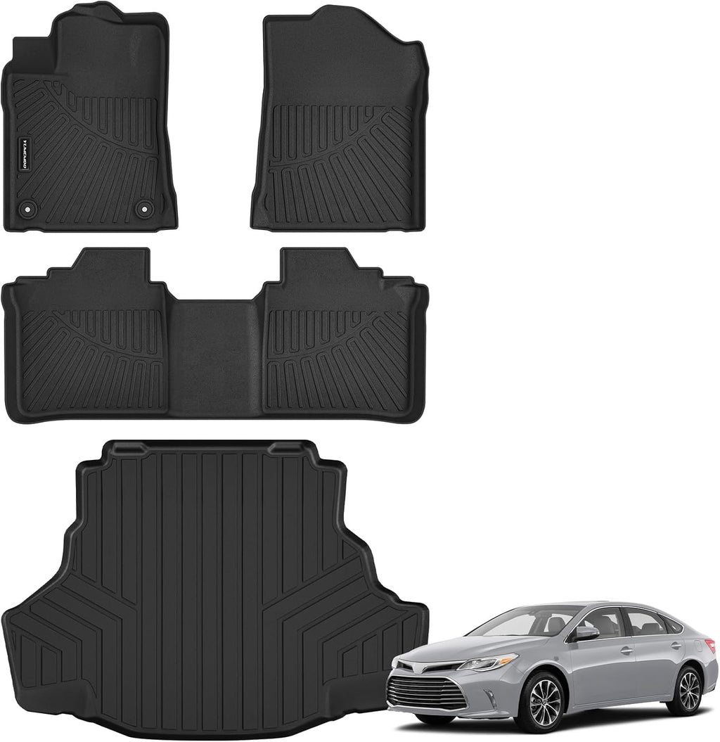 Floor Mats for Toyota Avalon 2013-2018 Upgrade Trunk Mat All Weather TPE Floor Liners Fit for Toyota Avalon 1st & 2nd Row and Cargo Liner Anti-Slip Full Set Car Mats