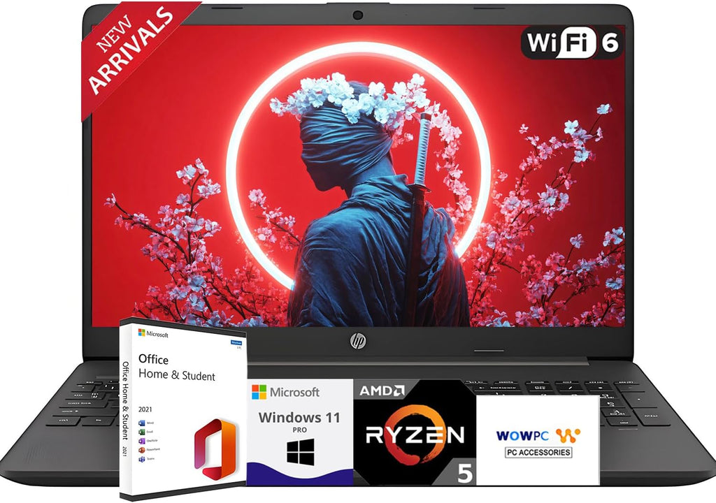 HP New 15.6' Business Laptop(2025/2026 Edition), AMD Ryzen 5 7000-Series(Outperforms i7-1165G7), 64GB RAM, 2TB SSD, Ultra Quiet Design, Long Battery Life, Windows 11 Pro with Microsoft Office, WOWPC