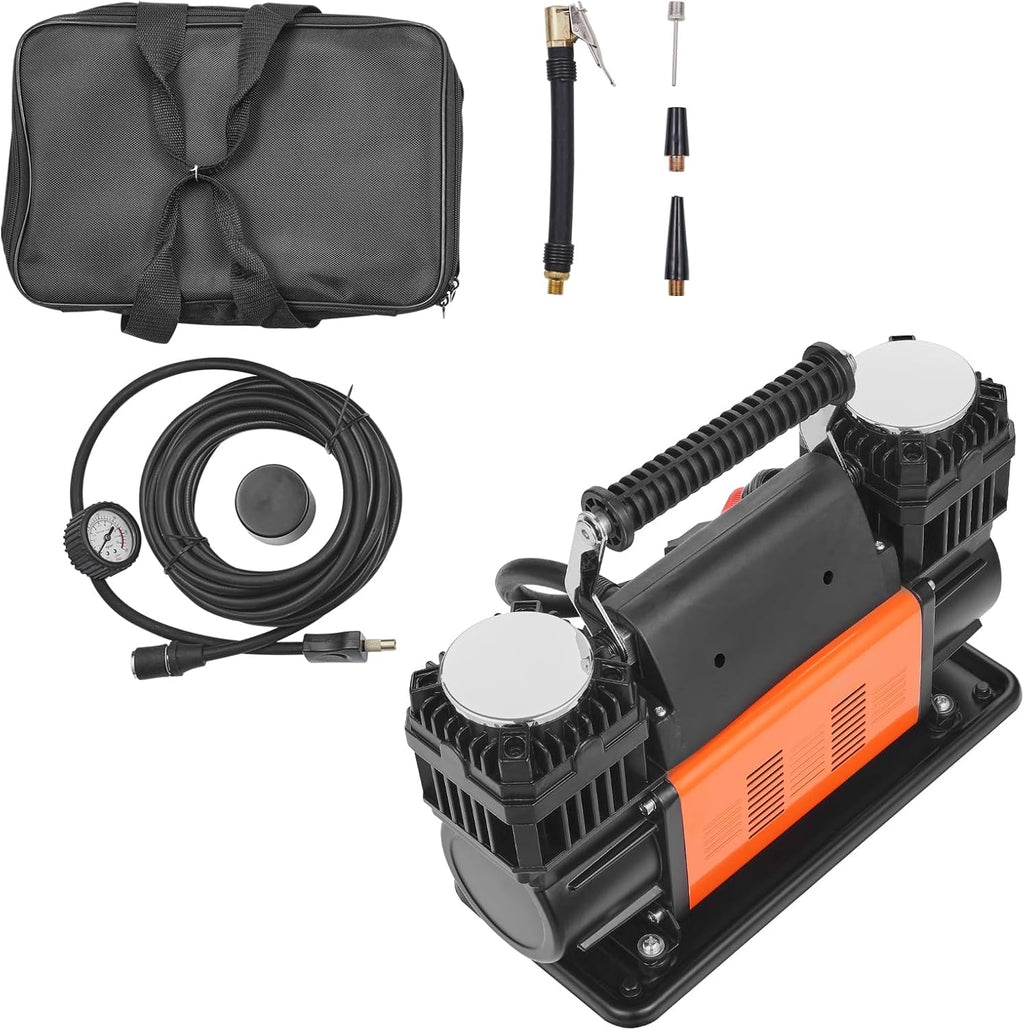 VEVOR 10.6 CFM Heavy Duty Air Compressor, 30s Fast Inflation | Dual-Cylinder Portable Tire Inflator, 12V 150PSI Offroad Air Pump with Adapters for Trucks Car SUV 4 x 4 Vehicle RV