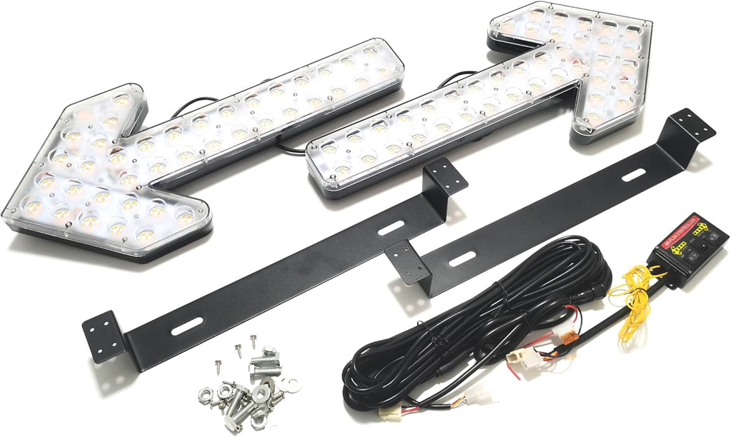 CFLMYYXGS 12V-24V Waterproof Vehicle Amber/White LED Lights Arrow Pilot Light Signal Light Watering Cart Sweeper Work Car Construction Vehicle LED Pilot Light Wrecker Indicator Light bar