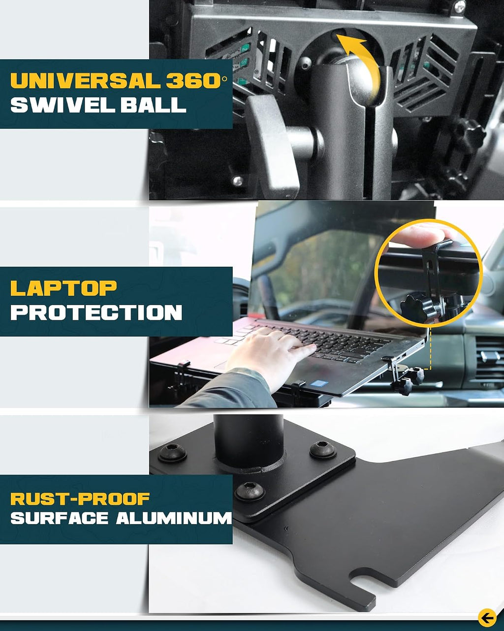 Trumgeta Truck Laptop Mount Fit for 2024 2025 2026 Toyota Tacoma No-Drill Vehicle Laptop Computer Tablet Holder Stand Up to 17' for Passenger Seat