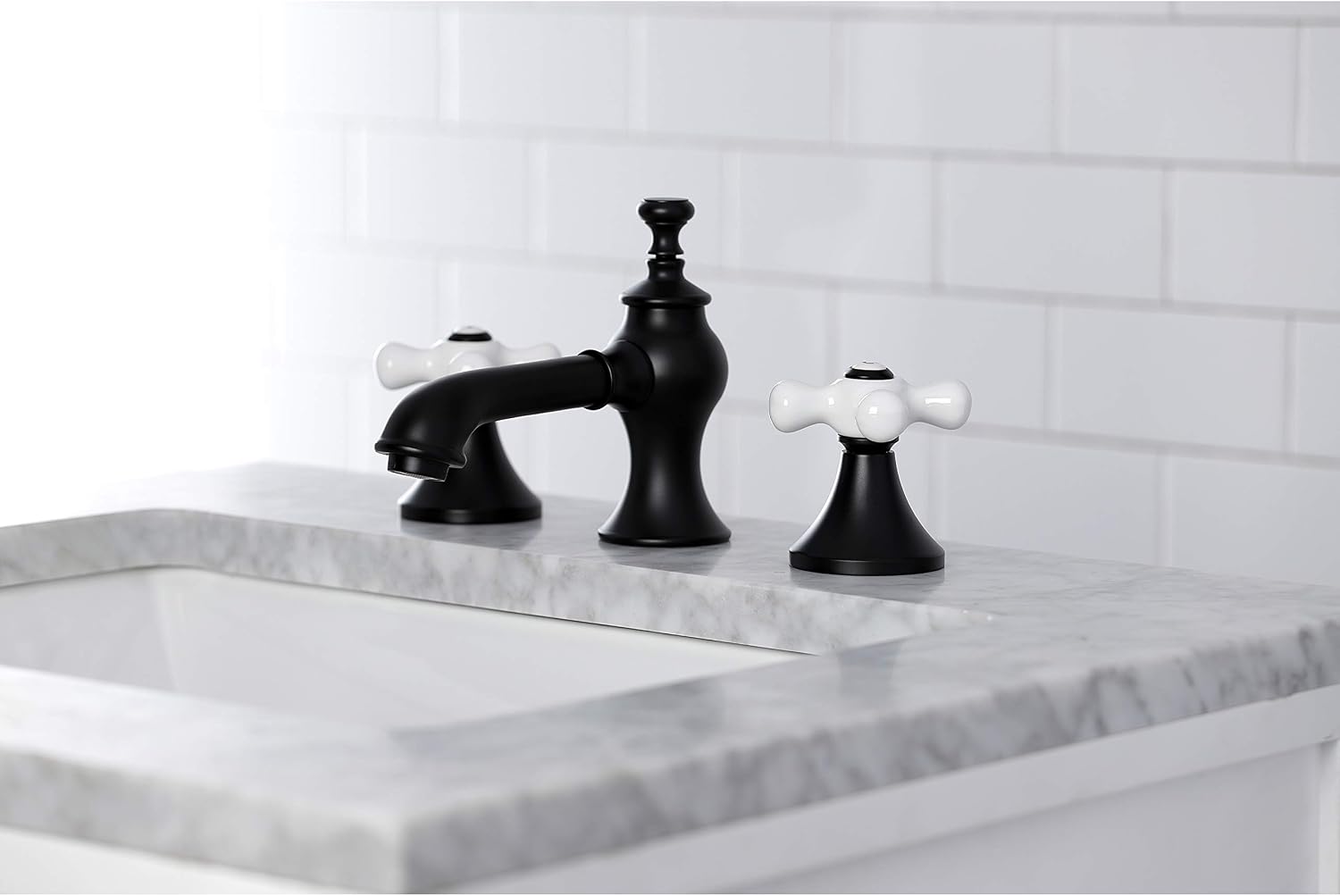 Kingston Brass KC7060PX Vintage 8 in. Widespread Bathroom Faucet, Matte Black