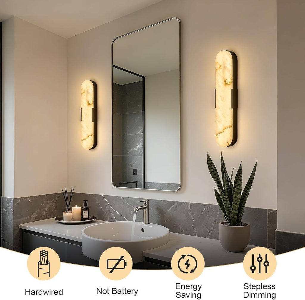 Alabaster wall Sconce 19.7in Dimming Black 4 Pcs | 3cct Spanish Alabaster Suitable For Bedrooms Wall Murals And Headboards