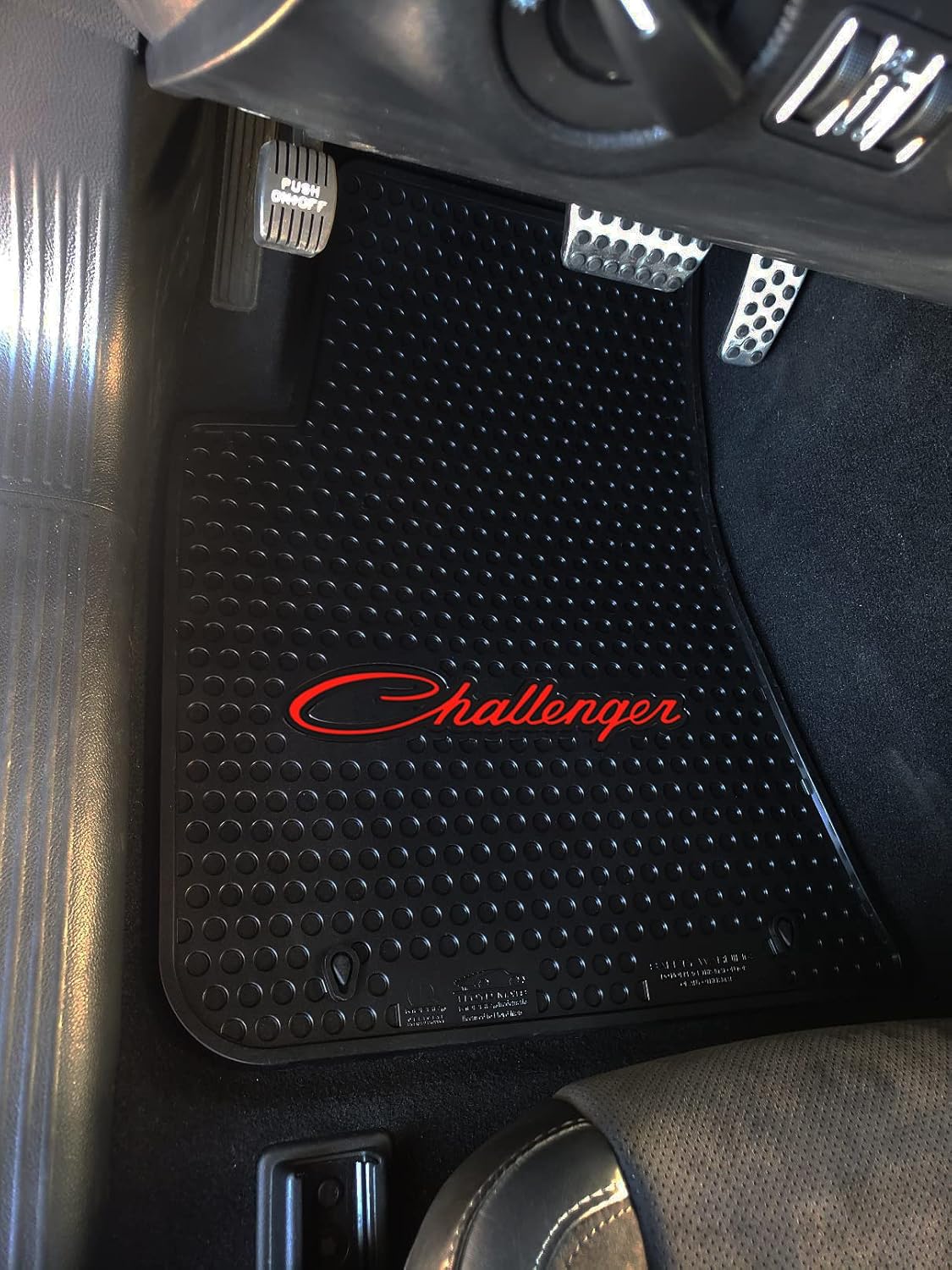 Lloyd Mats Custom-Fit All-Weather Rubber Floor Mats for Dodge Challenger RWD 2011-2023 (2PC - Red Challenger, Black)