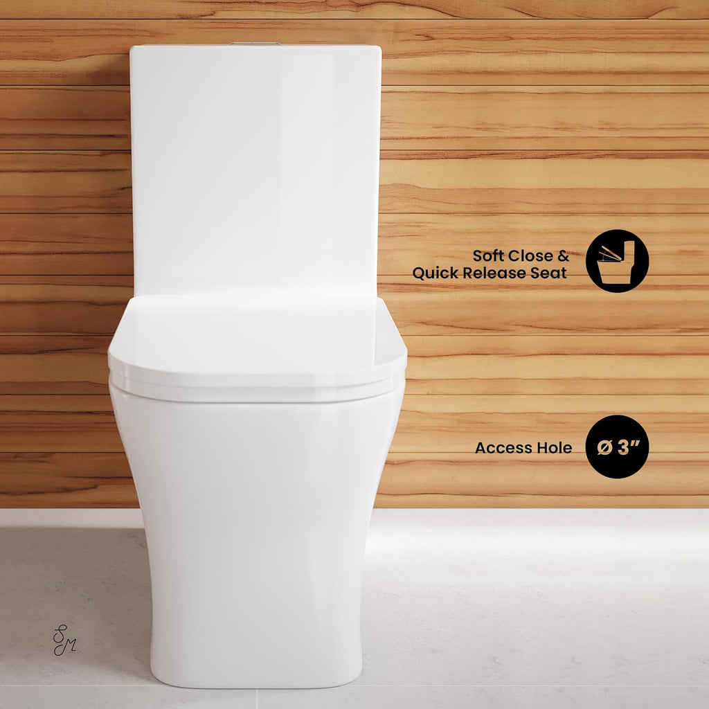 Swiss Madison SM-1T278, Concorde One Piece Square Toilet Dual Flush 1.1/1.6 gpf with 10' Rough In