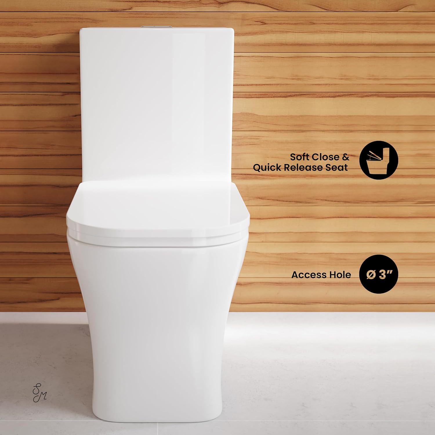 Swiss Madison SM-1T278, Concorde One Piece Square Toilet Dual Flush 1.1/1.6 gpf with 10' Rough In