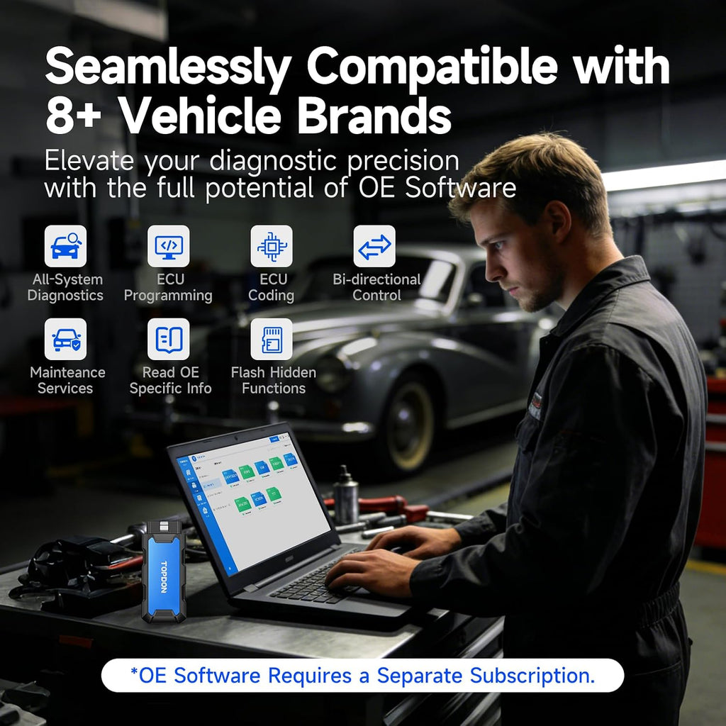 TOPDON J2534 VCI Tool, High-Speed EnhancedJ2534 VCI, J2534 Pass-Thru OEM Functions and Diagnostic Tool, Supports J2534/D-PDU/CAN-FD/DoIP, 8 Vehicle Brands Supported, RLink X7