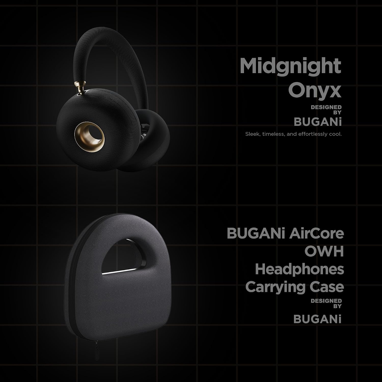 BUGANI AirCore Open-Ear Wireless Headphones: Bluetooth 5.3 Over-Ear Headset with Removable Noise-Canceling Ear Caps, Dual-Driver HiFi Sound, 27H Battery Life Comfortable Fit, Type-C Fast Charging