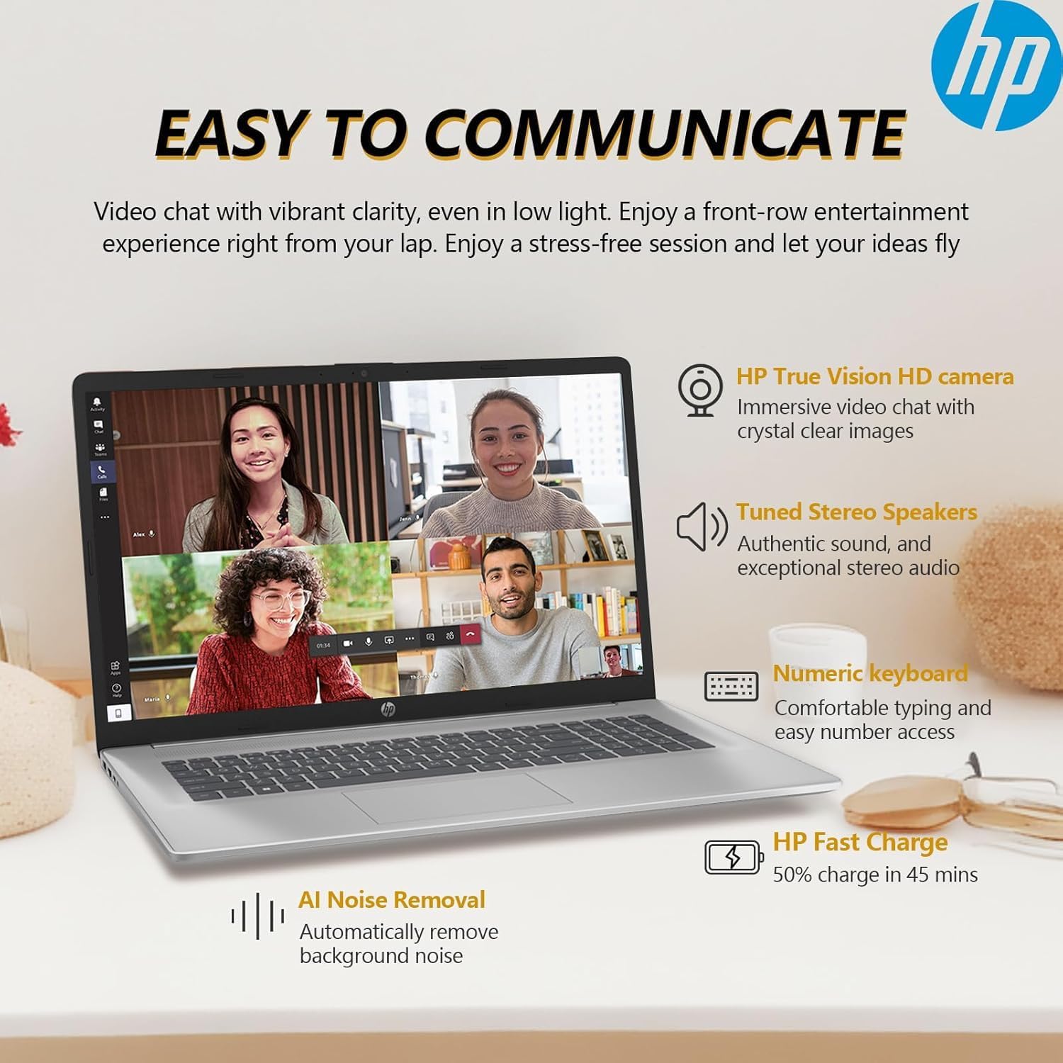HP 17.3 Inch FHD Business Laptop with MS Office for The Web, AMD Ryzen 5 7430U (Beats Core i7-1355U), 32GB RAM, 1.5TB Storage(1TB SSD + 500GB External Drive), Windows 11, WOWPC 3-in-1, No Mouse