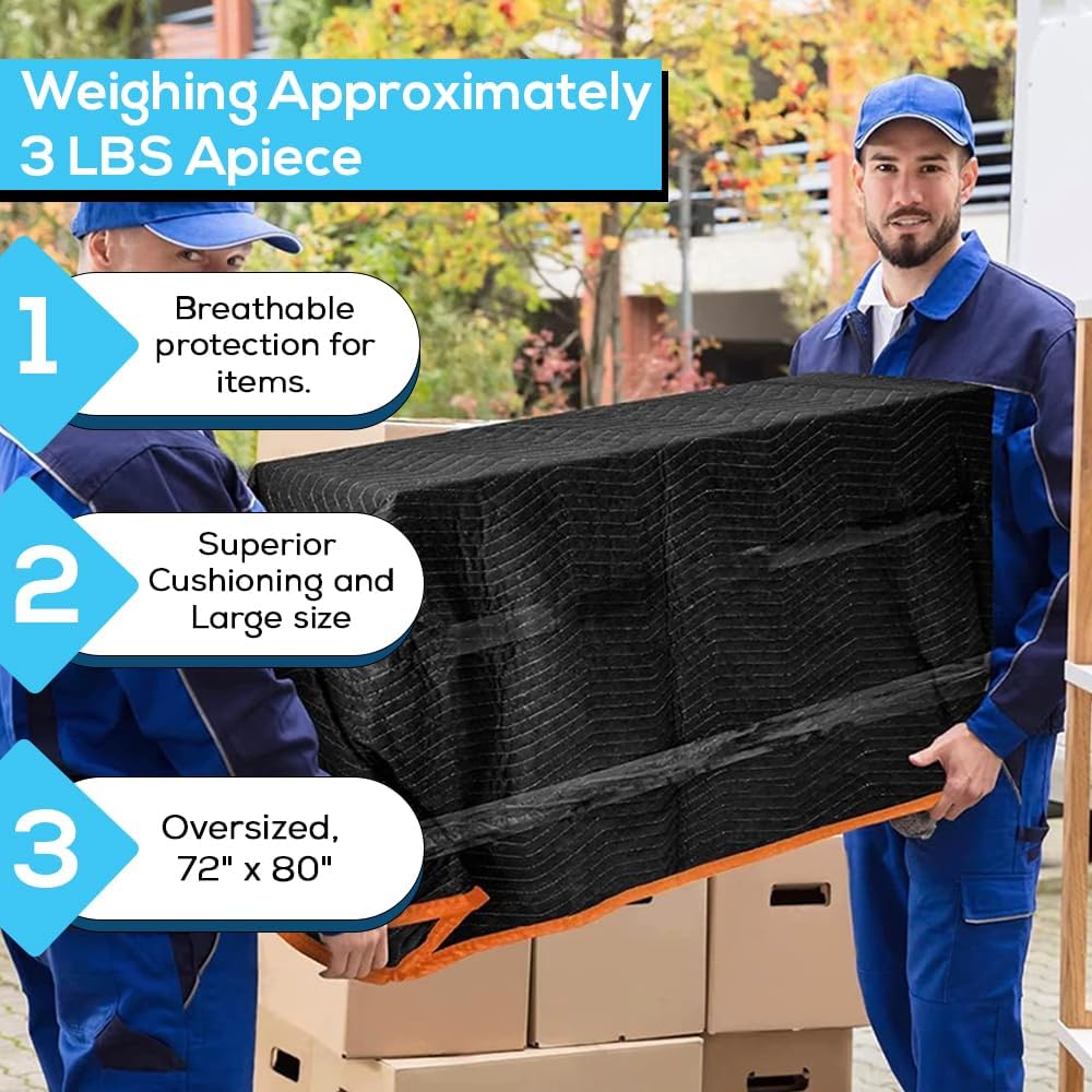 Simpli-Magic Heavy Duty Padded Moving Blankets 72' x 80' – 24 Pack