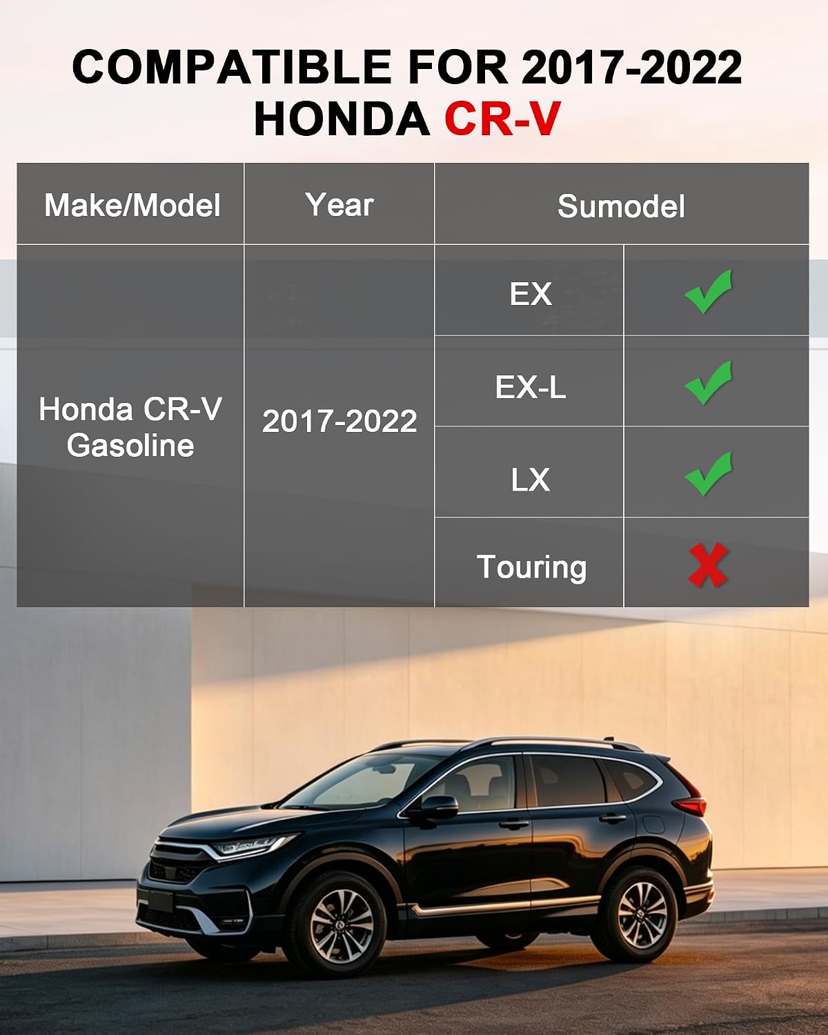 Floor Mats Fit for 2017-2022 Honda CRV(Not for Hybrid or Touring) - Custom Fit All Weather TPE Rubber Honda CR-V Accessories Floor Liners Cargo Liner Back Seat Cover Protector Full Sets
