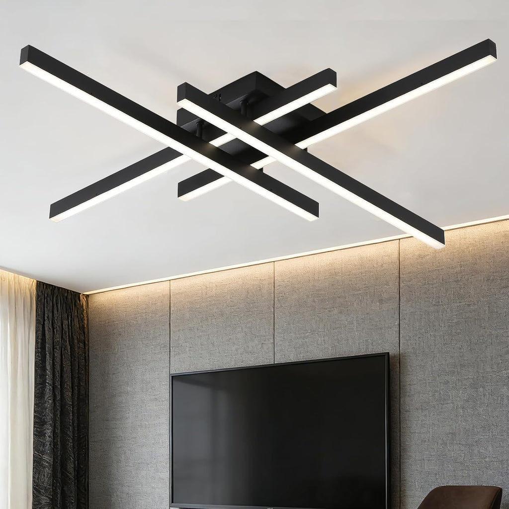 Semi Flush Mount Modern Light Fixture,35.4' Modern LED Ceiling Lights Fixture,for Hallway,Entrance,Cafe,Living Room,Bedroom,Corridor,Porch,Passage Light Fixtures (Black (4-Lights))