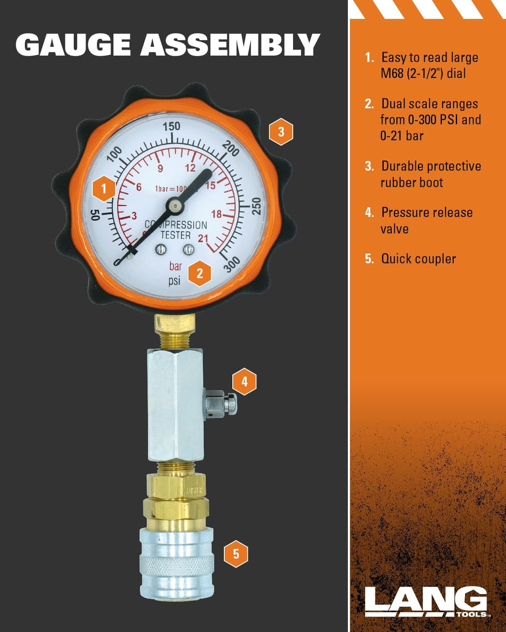 Lang Tools TU-30A Compression Tester Set