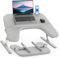 SAIJI Laptop Lap Desk for Bed & Couch, Adjustable Height & Angle Bed Desk with Soft Armrest for Adults, Ergo Curve Folding Bed Table for Working, Reading and Gaming, Laptop Desk for Bed (Gray)