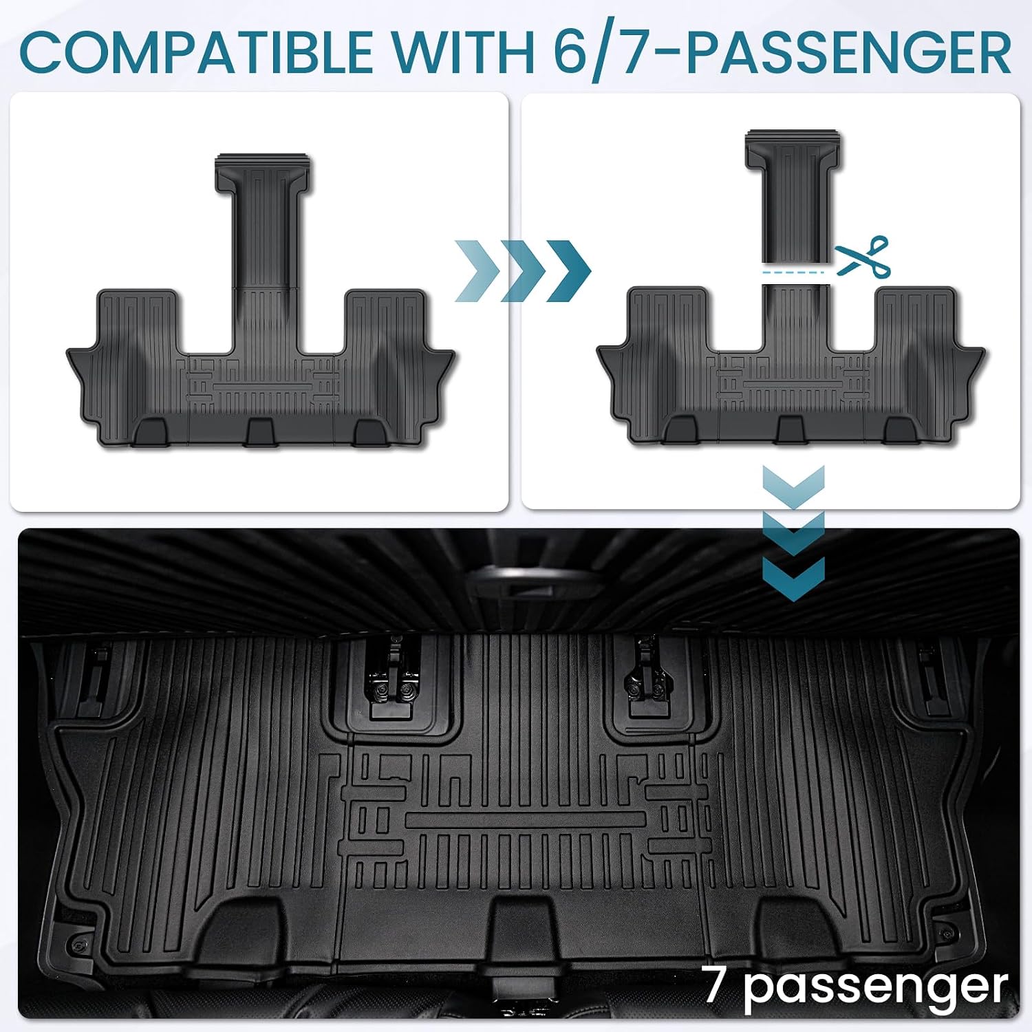 Floor Mats for 2024 2025 2026 Hyundai Santa Fe Car Mat Accessories(Fit Hybrid and Gas), All Weather TPE Cargo Mat Trunk Mat with Backrest Mats