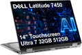 Dell Latitude 7450 7000 2-in-1 Business AI PC Laptop (14' FHD+ Touchscreen, Intel 12-Core Ultra 7 165U vPro (> i7-1365U), 32GB DDR5, 512GB SSD), Backlit, Thunderbolt 4, IR Webcam, Wi-Fi 7, Win 11 Pro