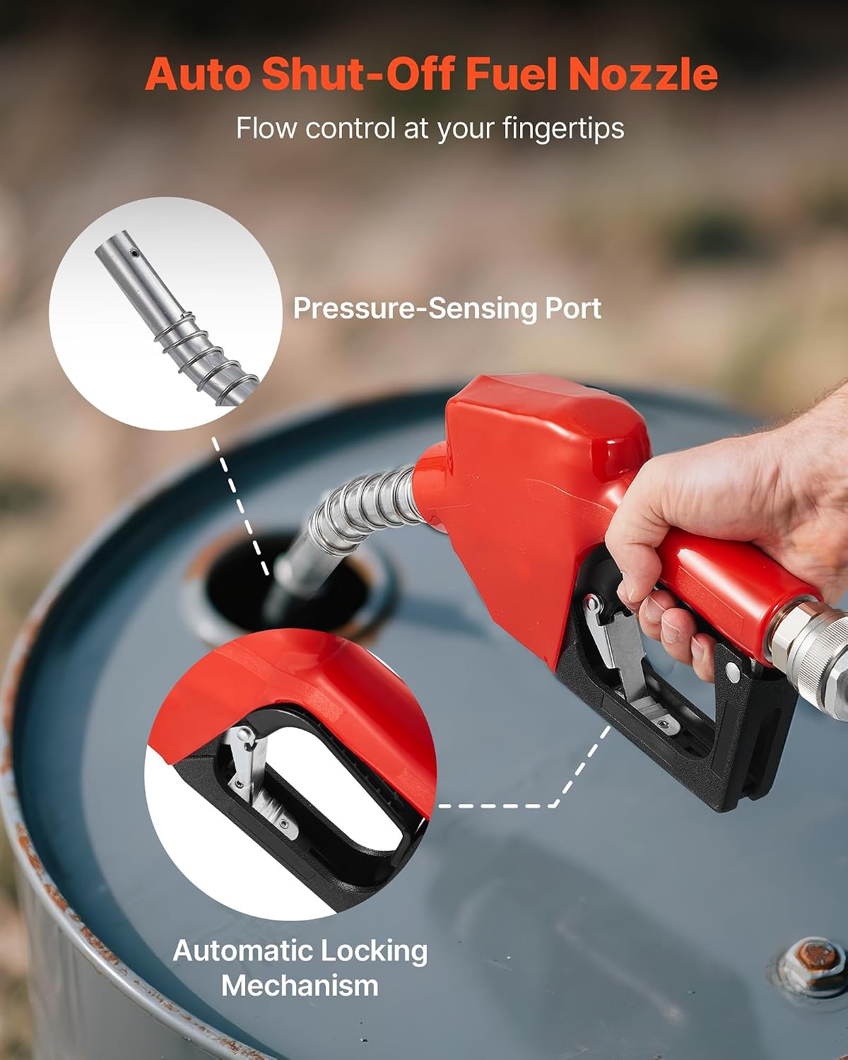 VEVOR Fuel Transfer Pump 110V, 16 GPM 60 L/min, AC Electric Oil Transfer Pump for Diesel Kerosene Biodiesel, with Meter, Auto Fuel Nozzle & 2 Hoses, 45 ft/13.7 m Lift, for Vehicles, Construction Sites