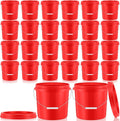 Tioncy 24 Pcs 2 Gallon Plastic Bucket with Lid Heavy Duty 2 Gallon Bucket Pail with Lid Handle for Storage Container Home Household Cleaning (Red)