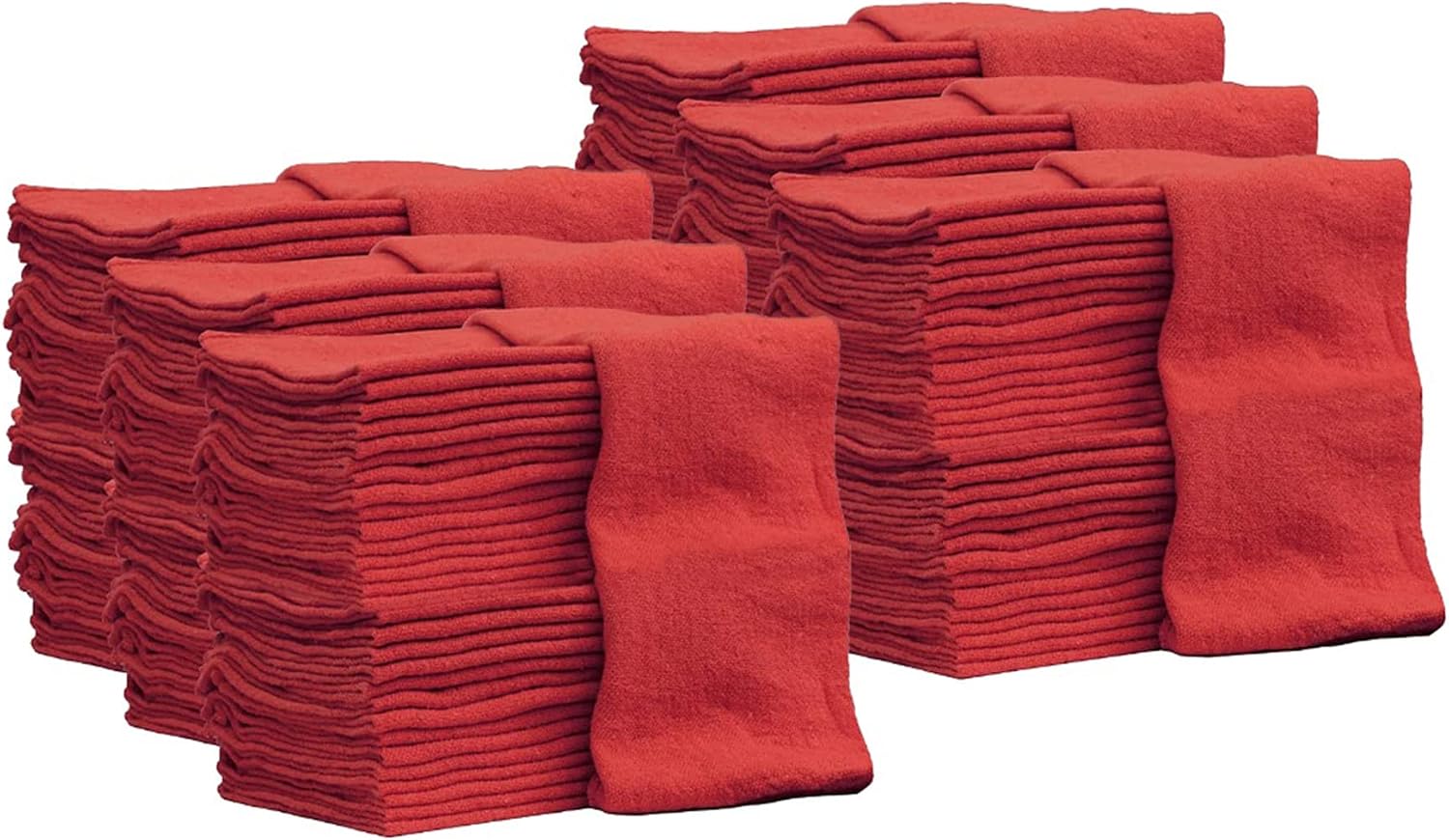 Nabob Wipers Auto Mechanic Shop Towels 500 Pack Bulk Shop Rags 100% Cotton Size 14'x14' Commercial Grade (500 Pack, Red)