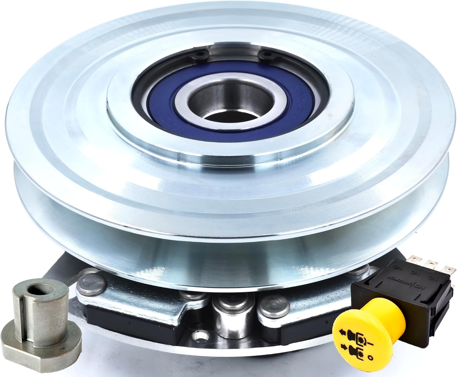 HD Switch HiTorque 130ftlb Billet Pulley Electric Clutch 104-3624 109-7035 & 20A PTO Switch 103-5221 w/Larger Pulley Bearing fits Toro Exmark Z-Master Laser Z CT TimeCutter Lawn Mower