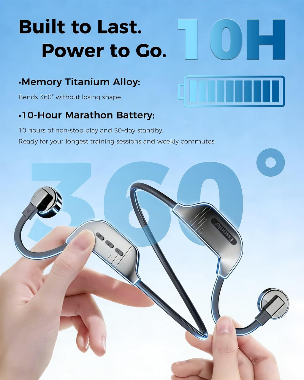 K9 Pro 3-in-1 Bone Conduction Headphones, Open Ear Bluetooth Sports Headset with Detachable Ear Tips, Waterproof MP3 Headphones with AI Voice Control, Noise Cancelling Mic for Swimming Running Gym