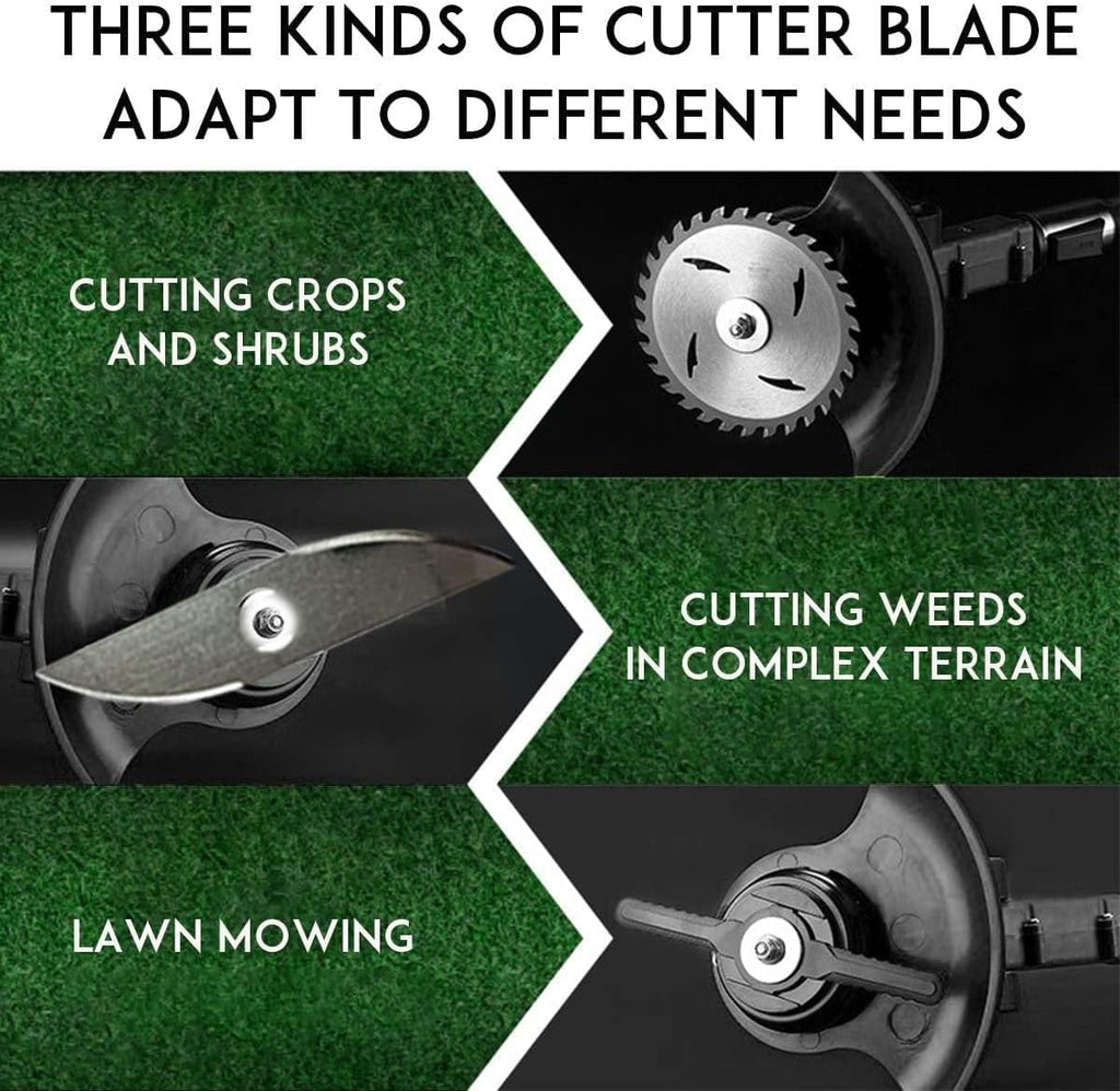Electric Cordless Weed Wacker, Lightweight Wheeled No String Trimmer Lightweight and Powerful String Trimmer Push Lawn Mower Retractable and Foldable for Lawn, Yard, Garden