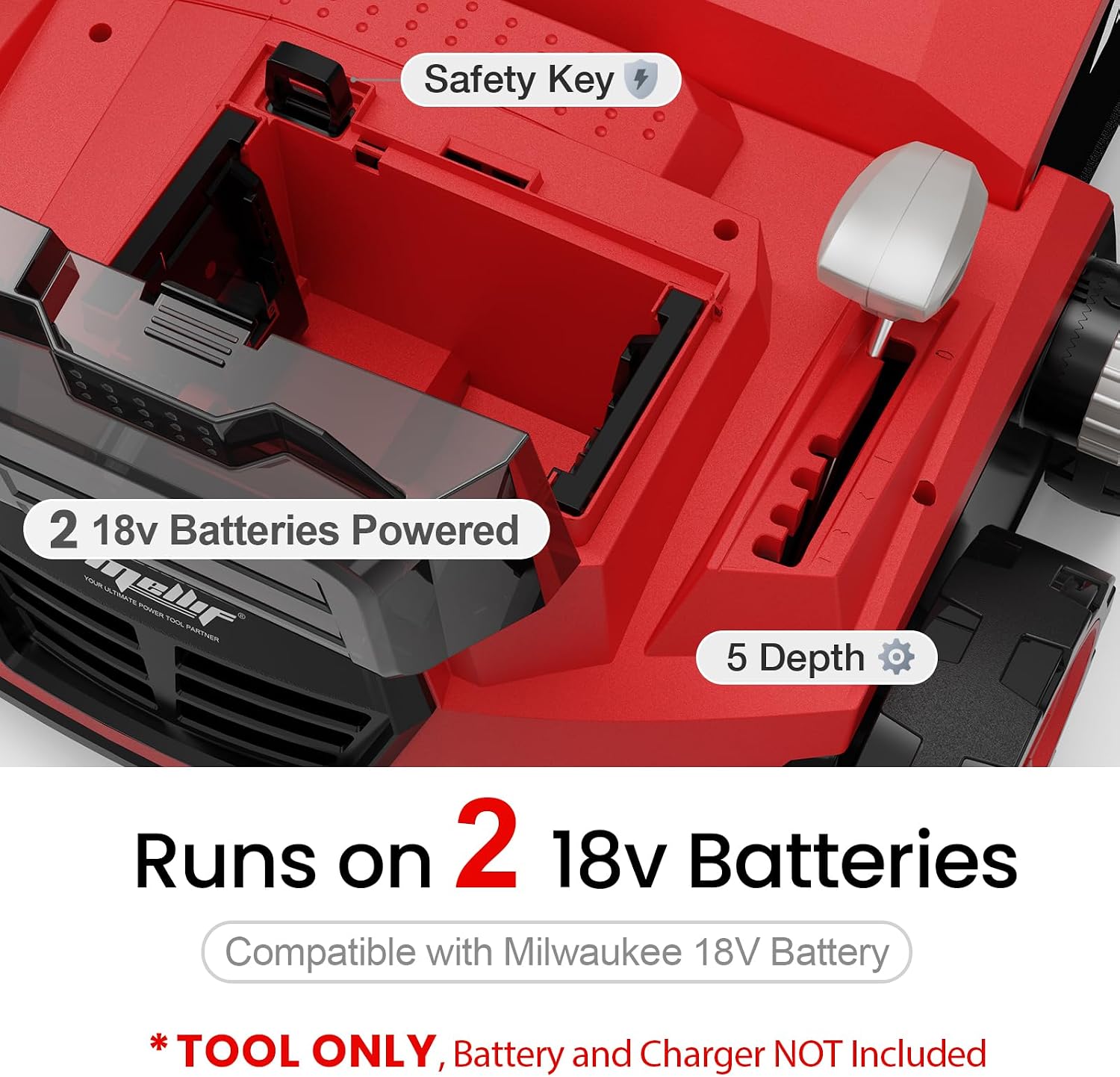 36V 15' Brushless Cordless Electric Dethatcher and Scarifier Compatible with Milwaukee 18V Battery(Tool Only), w/12Gal Thatch Collection Bag, 5-Depth Adjustment, Quick-Fold, Walk Behind for Lawn Care