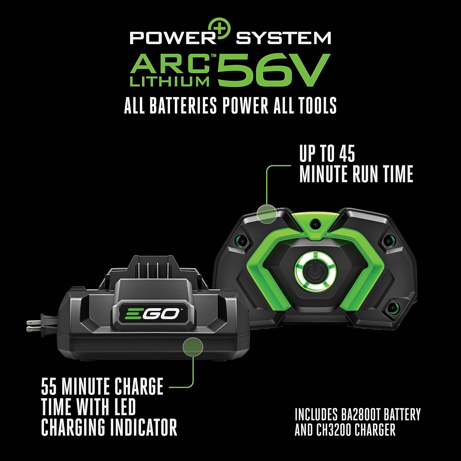 EGO POWER+ String Trimmer, Battery Powered, 16' Trimmer for Weeds and Grass with POWERLOAD, LINE IQ, Telescopic Carbon Fiber Shaft, Includes 56V 4.0Ah Battery and Charger - ST1623T