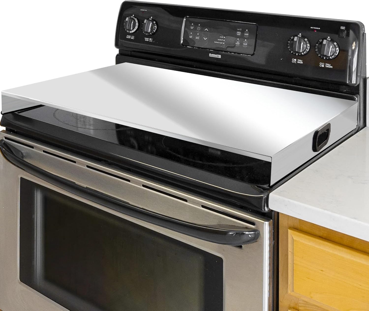 Stainless Steel Gas Stove Top Cover, Noodle Board Cooktop Cover, Kitchen Organizer for Gas and Electric Stove Range Expanding Kitchen Space, Large Size 30'x 22'x3', Sliver