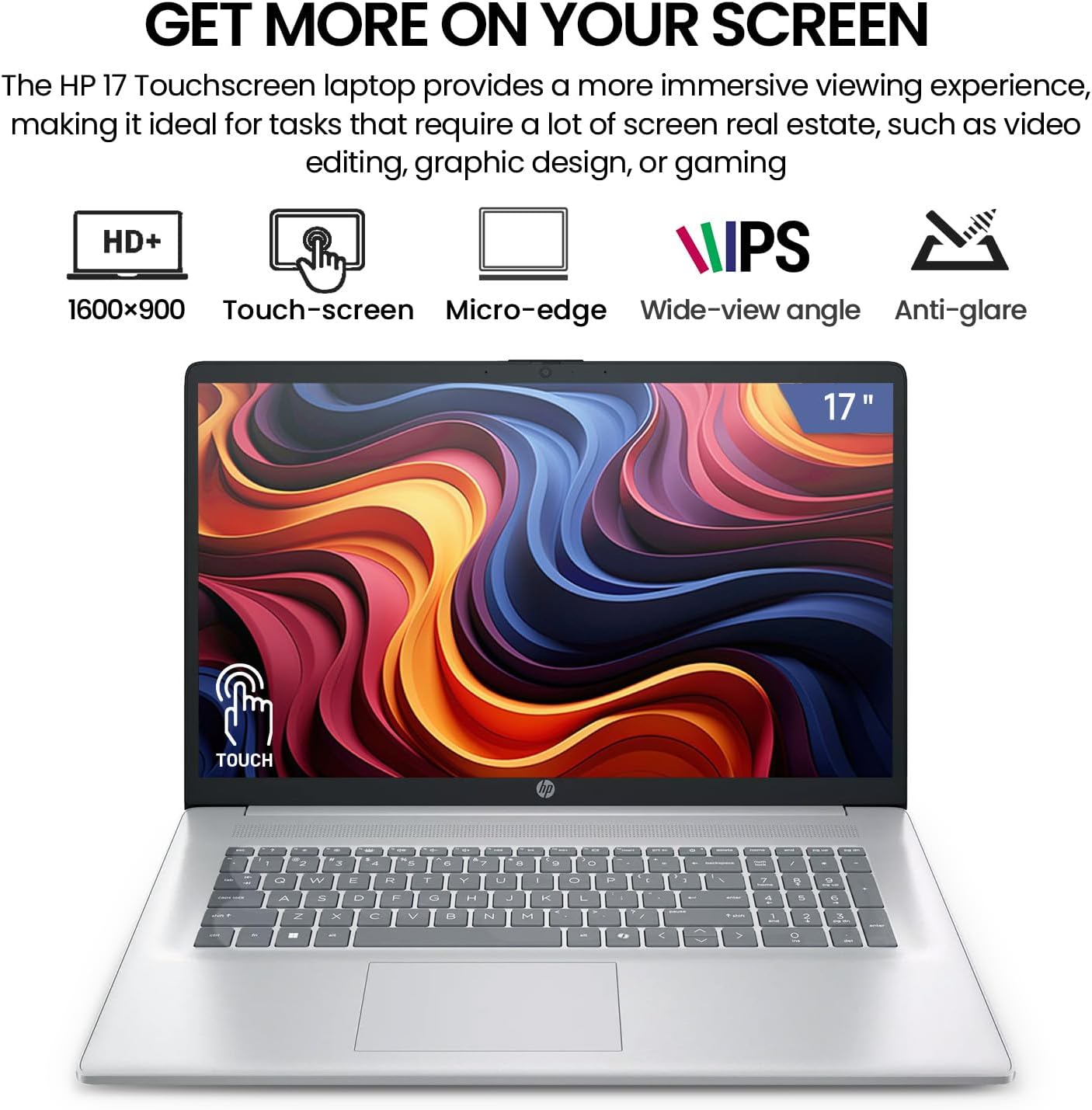 2026 HP 17 Inch Laptop Touchscreen Computer Notebook, 17.3 HD+ IPS Touch screen Business Laptop AI PC, 15th Gen Intel 12-Core Ultra 7, 16GB DDR5 RAM 1TB SSD | Windows 11 Pro | Backlit 10-Key | Wi-Fi 6