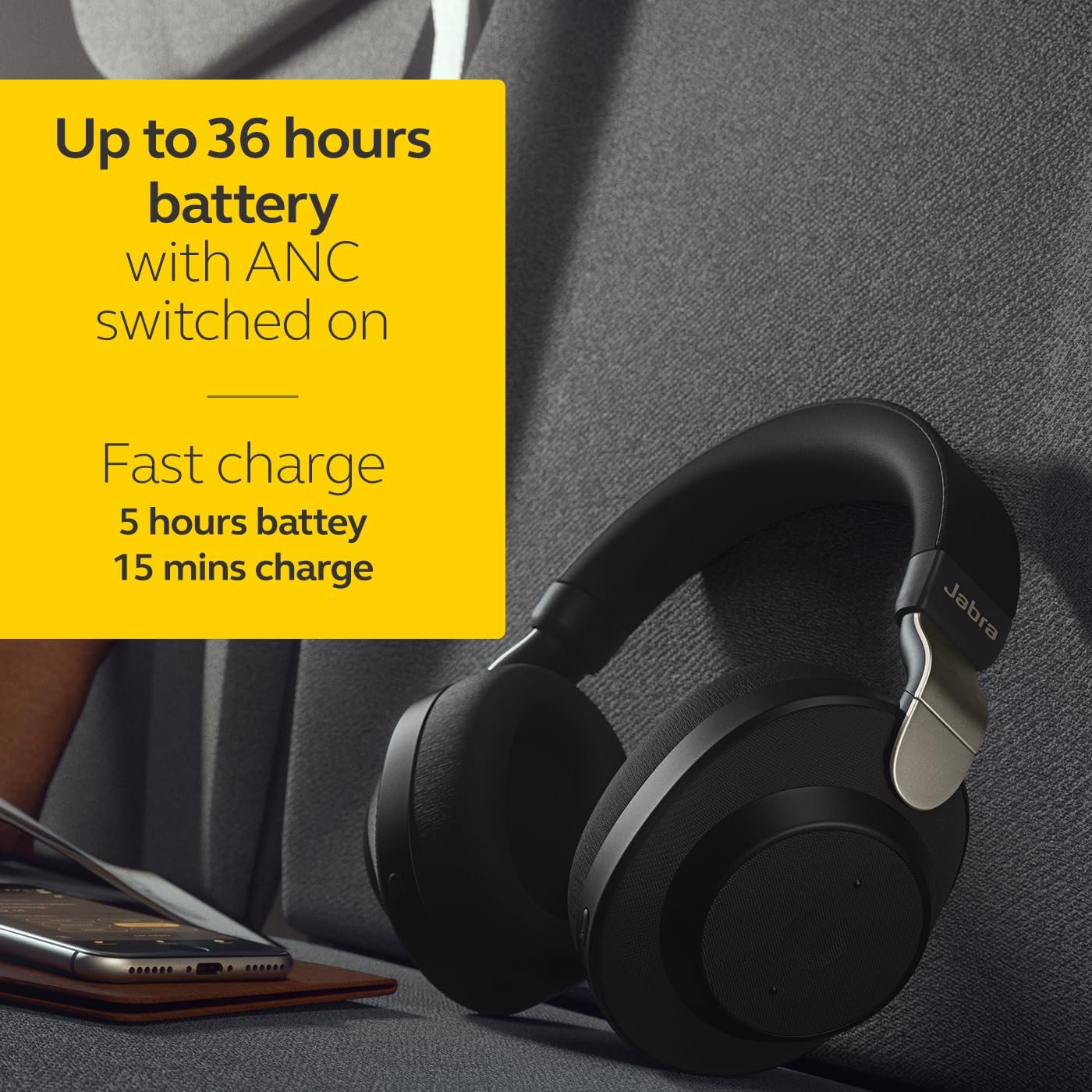 Jabra Elite 85h Wireless Noise-Canceling Headphones, Copper Black – Over Ear Bluetooth Headphones Compatible with iPhone & Android - Built-in Microphone, Long Battery Life - Rain & Water Resistant