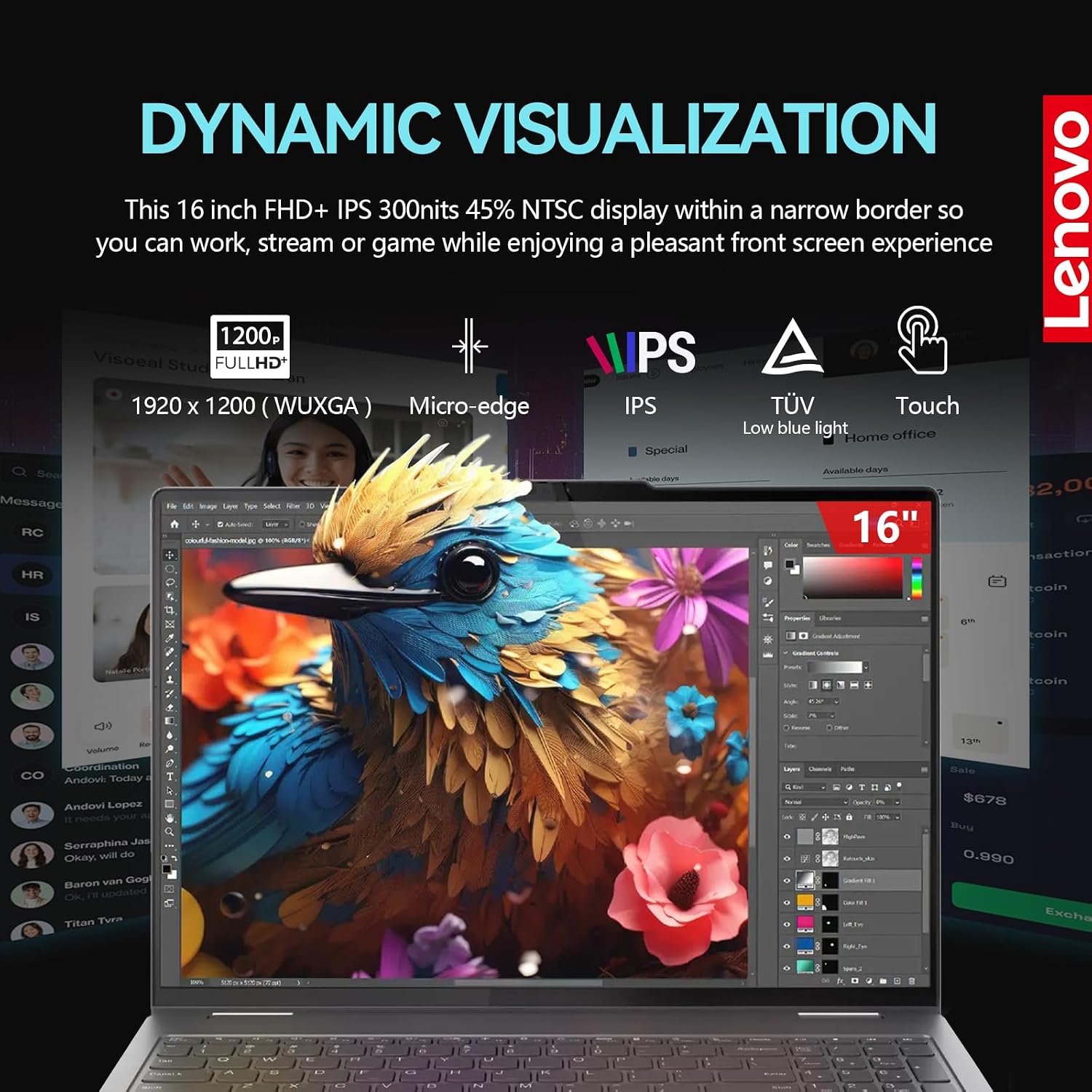 Lenovo Yoga 7i 2 in 1 Laptop Touchscreen, 16' FHD+ 360 Foldable Touch Screen Convertible, Intel Core Ultra 7, 16GB DDR5 RAM 512GB SSD,Windows 11 Pro|Backlit|Fingerprint|YGYTEaccessory