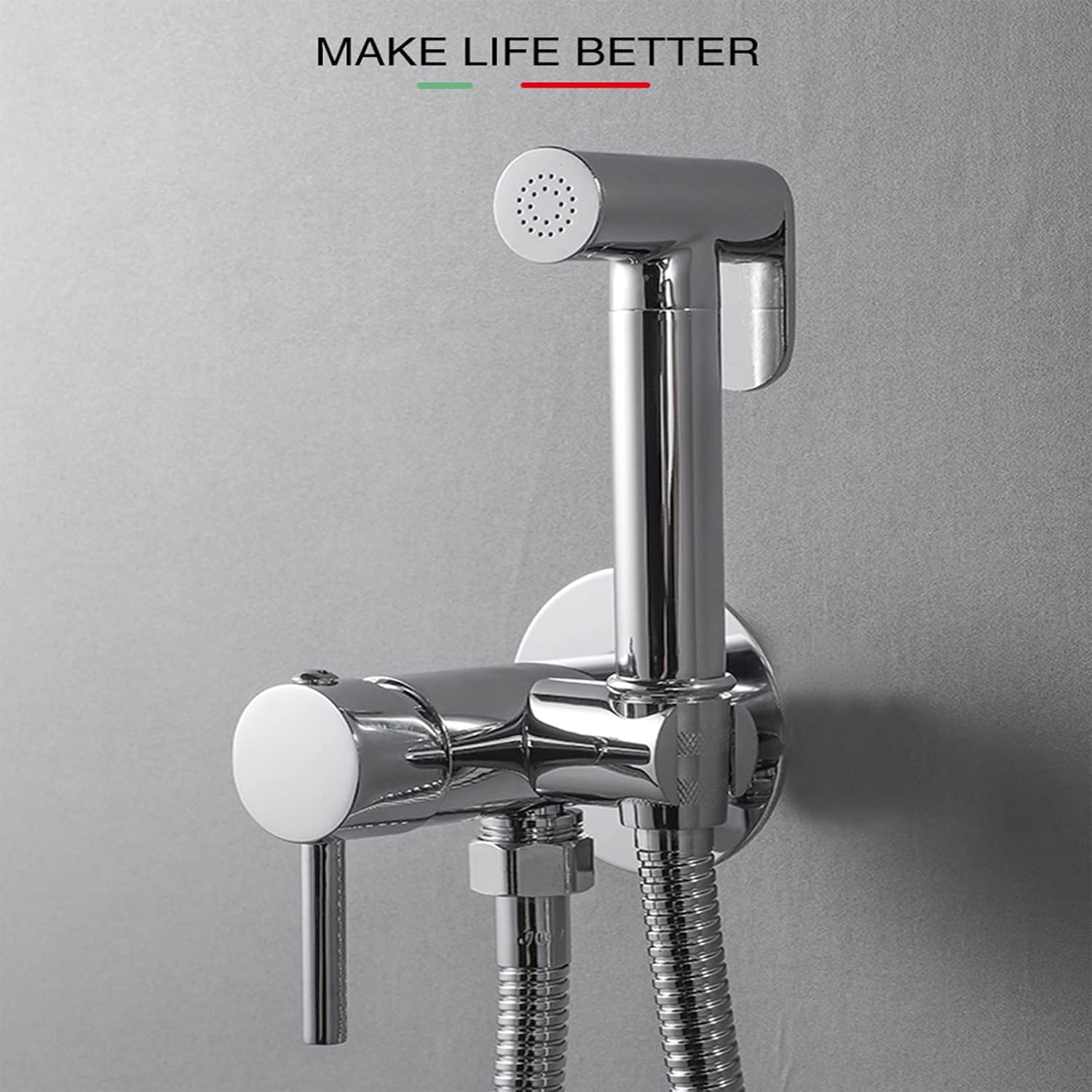 Handheld Bidet Sprayer for Toilet, Brass Bathroom Concealed Bidet Sprayer, Bidet Sprayer Set, Portable Bidet for Toilet, Wall-Mounted Mixer Hot and Cold Water for Bathroo-Chrome