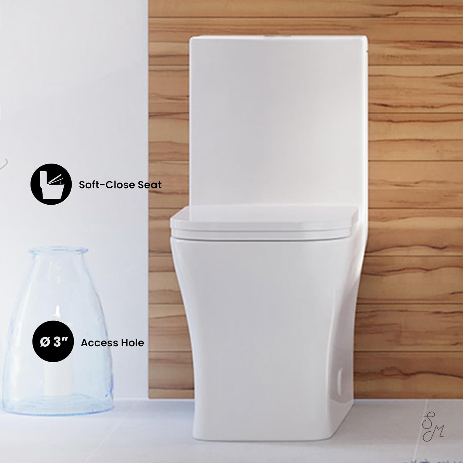 Concorde One-Piece 14' Rough-in 1.1/1.6 GPF Dual Top Flush Square Toilet in Glossy White