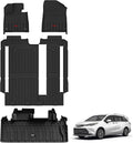3W Floor Mats&Trunk Mat Fit Toyota Sienna 2021-2026 LE/XLE(Only for 8 Seat), TPE All Weather Custom Fit Floor Liner for Sienna 1st, 2nd and 3rd Row &Cargo Liner, Black with Red Accent