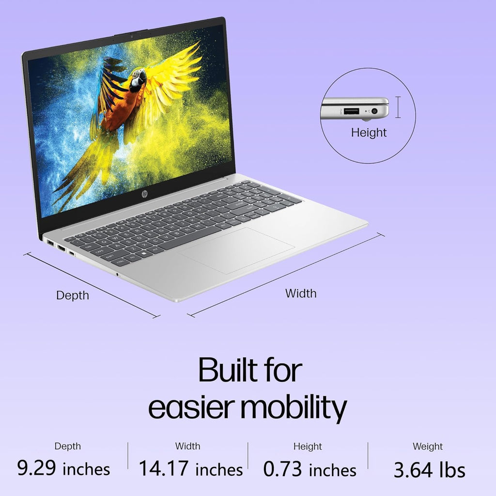 HP Pavilion 15' 2026 AI-Ready Laptop, Intel 4-Core N100, 16GB RAM, 512GB SSD, FHD Display, Numeric Keypad, Long Battery, Lightweight, Microsoft Office 365, Platinum White, Windows 11 Home, Type C RJ45