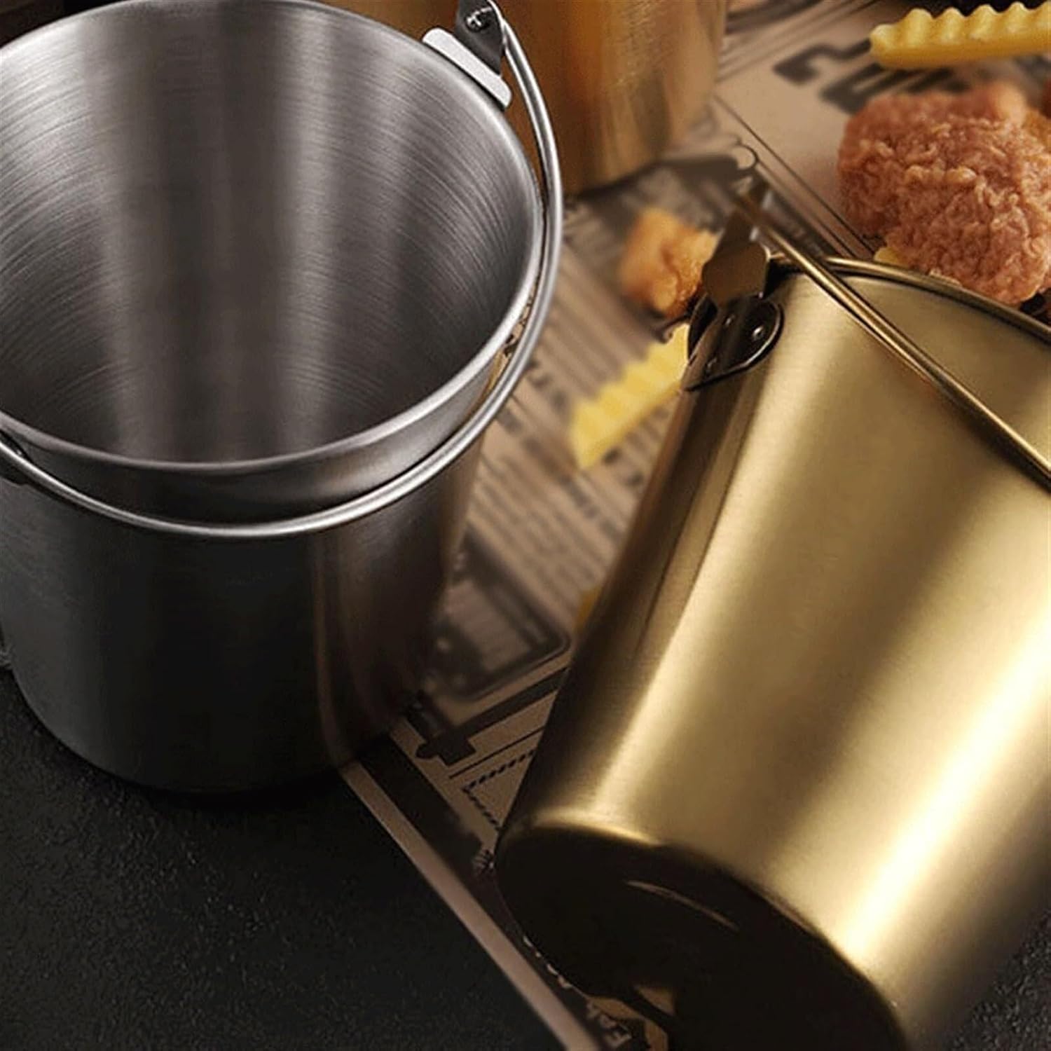 ice Bucket,Bucket with lid, Ice Buckets Metal Ice Bucket Mini Snack Fries Chicken Bucket Portable Party Storage Red Wine Champagne Stainless Steel Ice Bucket for Bar Hotel Party Ice Bucket Kits