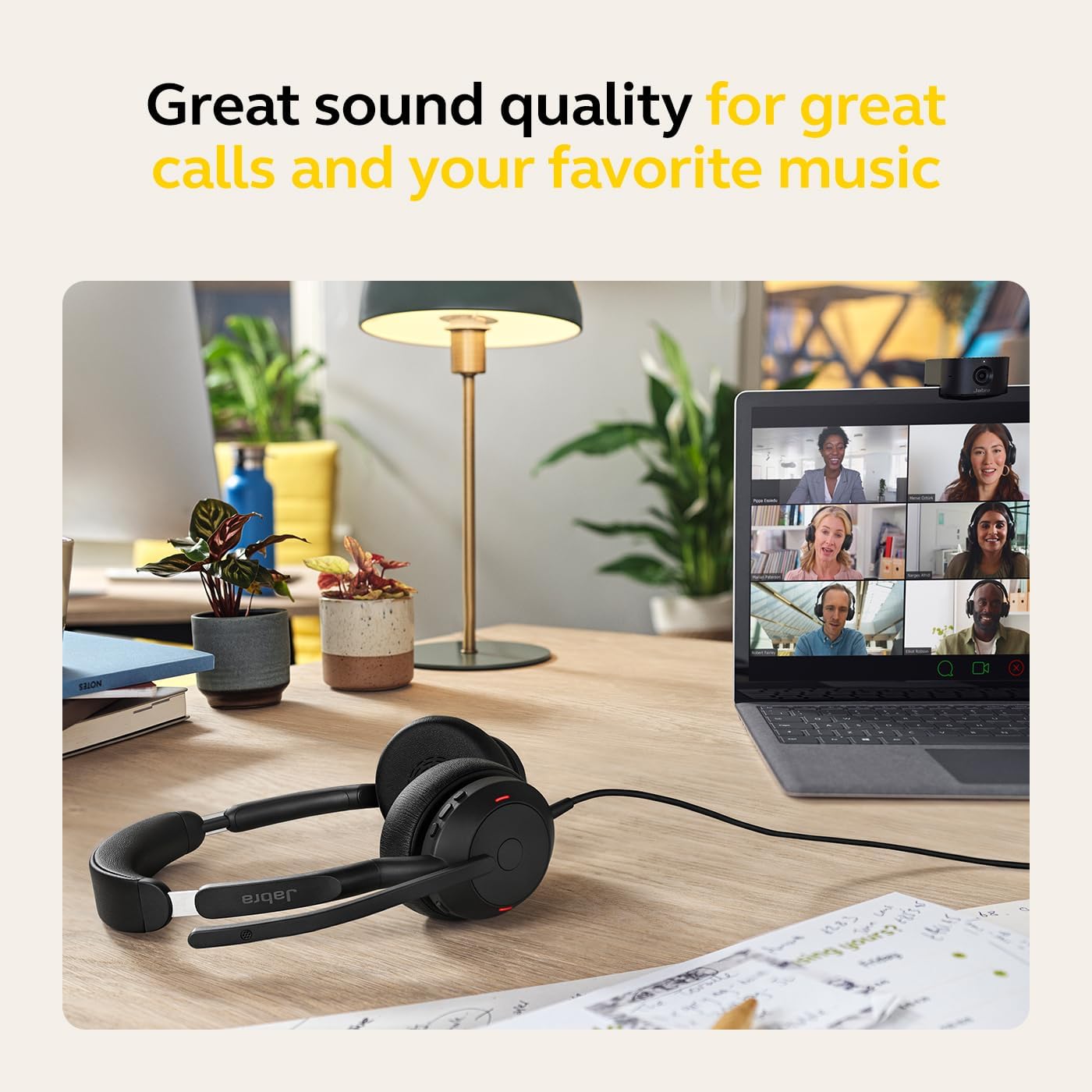 Jabra Evolve2 50 Wired Stereo Headset - with AirComfort Technology, Noise-Cancelling Mics & Active Noise Cancellation - Works with All Leading UC Platforms Such as Zoom & Google Meet - Black