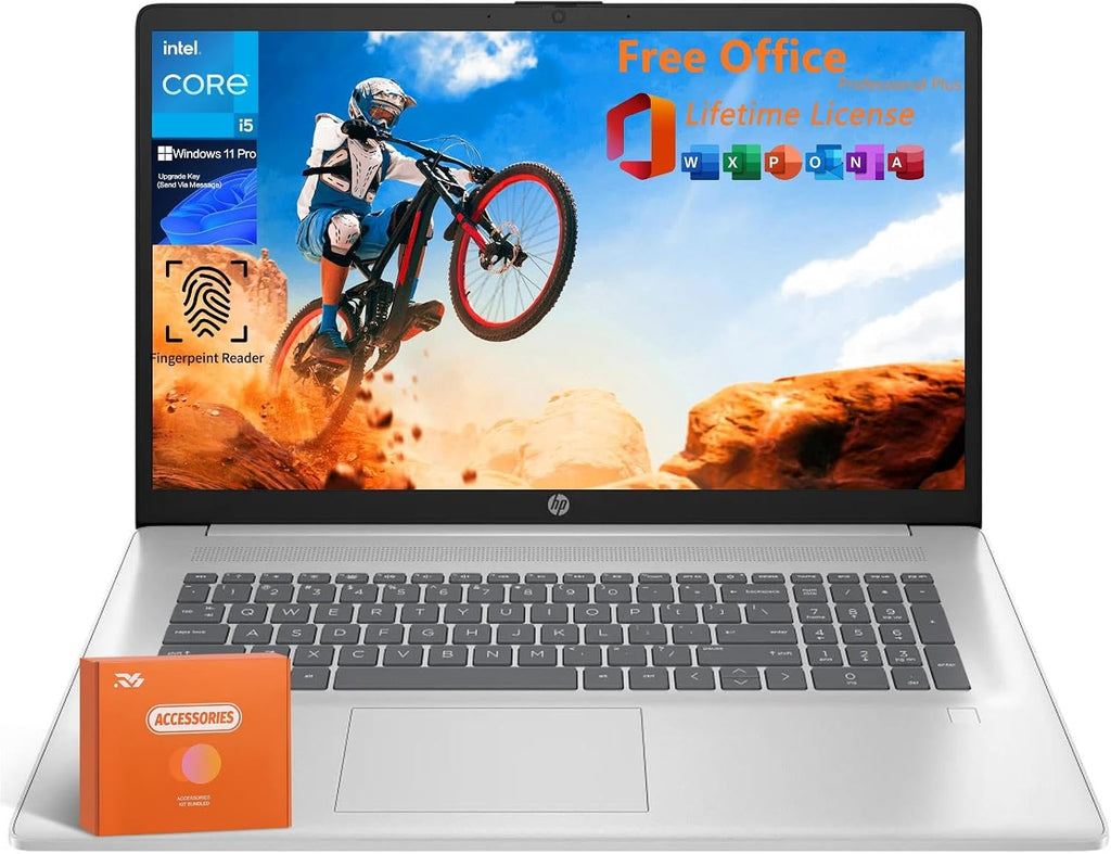HP 2025 17 inch Laptops for Business, Intel 10-Core i5-1334U(Up to 4.6 GHz), 17.3' HD+ BrightView, 32 GB RAM, 1 TB SSD, Wi-Fi 6, Backlit Keyboard, Fingerprint Reader, Windows 11 Pro & Office Lifetime
