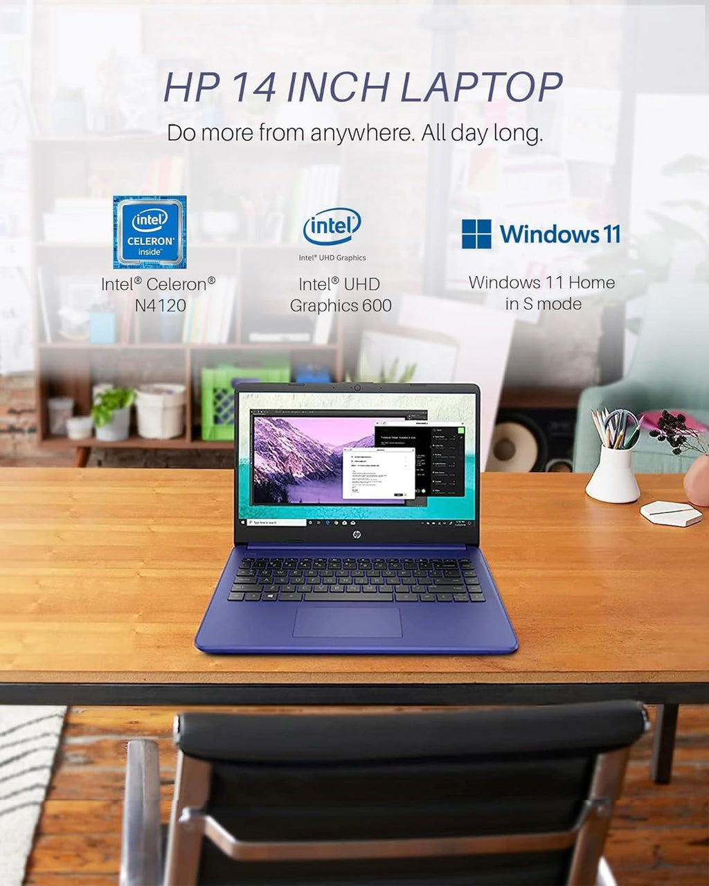 HP Stream Laptop 2023 Newest 14' HD Display, Intel Celeron N4120 Processor, 16GB RAM, 192GB Storge (64GB EMMC+128GB SD Card), ‎Intel UHD Graphics 600, Webcam, Wi-Fi, Windows 11 Home in S Mode