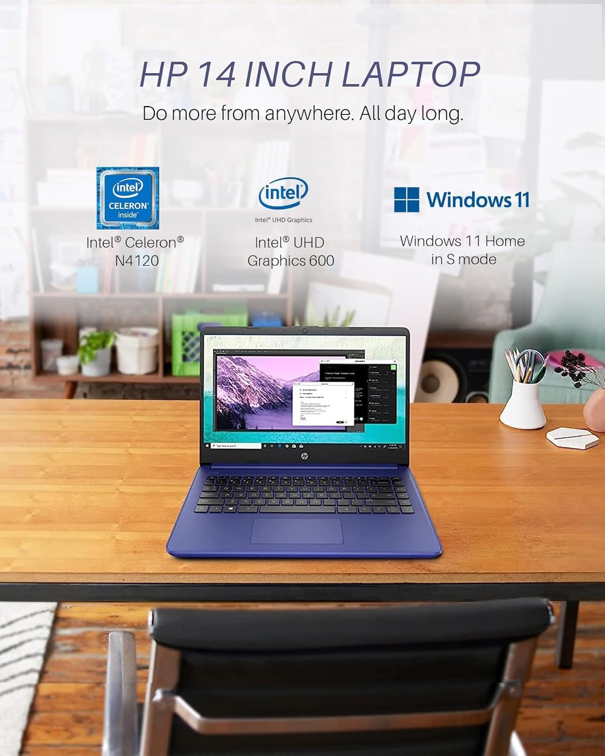 HP Stream Laptop 2023 Newest 14' HD Display, Intel Celeron N4120 Processor, 16GB RAM, 192GB Storge (64GB EMMC+128GB SD Card), ‎Intel UHD Graphics 600, Webcam, Wi-Fi, Windows 11 Home in S Mode