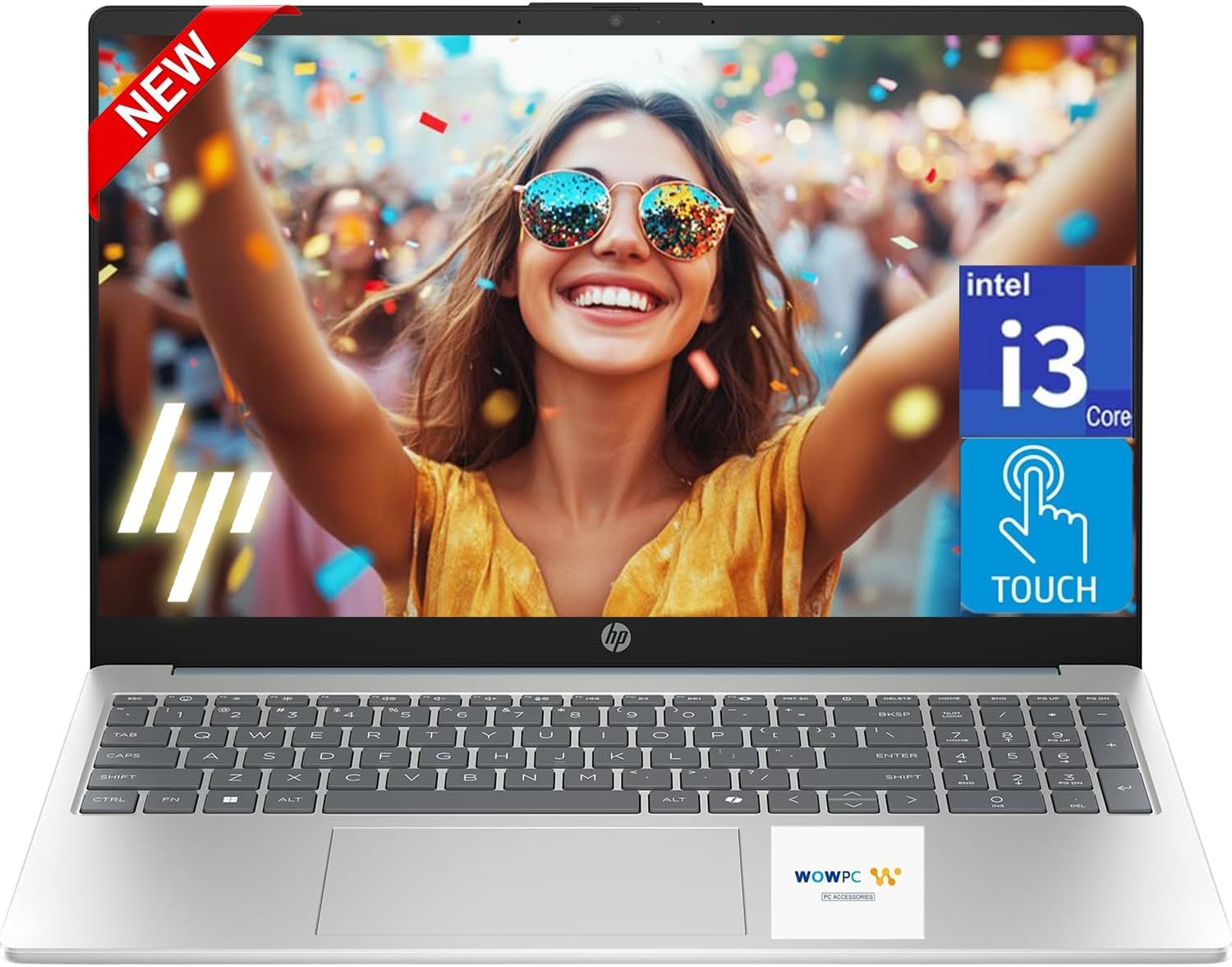 HP New 15.6' FHD Touchscreen Laptop 2025/2026 Model, Powerful 13th-Gen Intel Core i3 CPU (8-Core), 16GB RAM, 1TB SSD, USB-C, HDMI, Windows 11, Microsoft Office, Moonlight Blue, w/WOWPC USB
