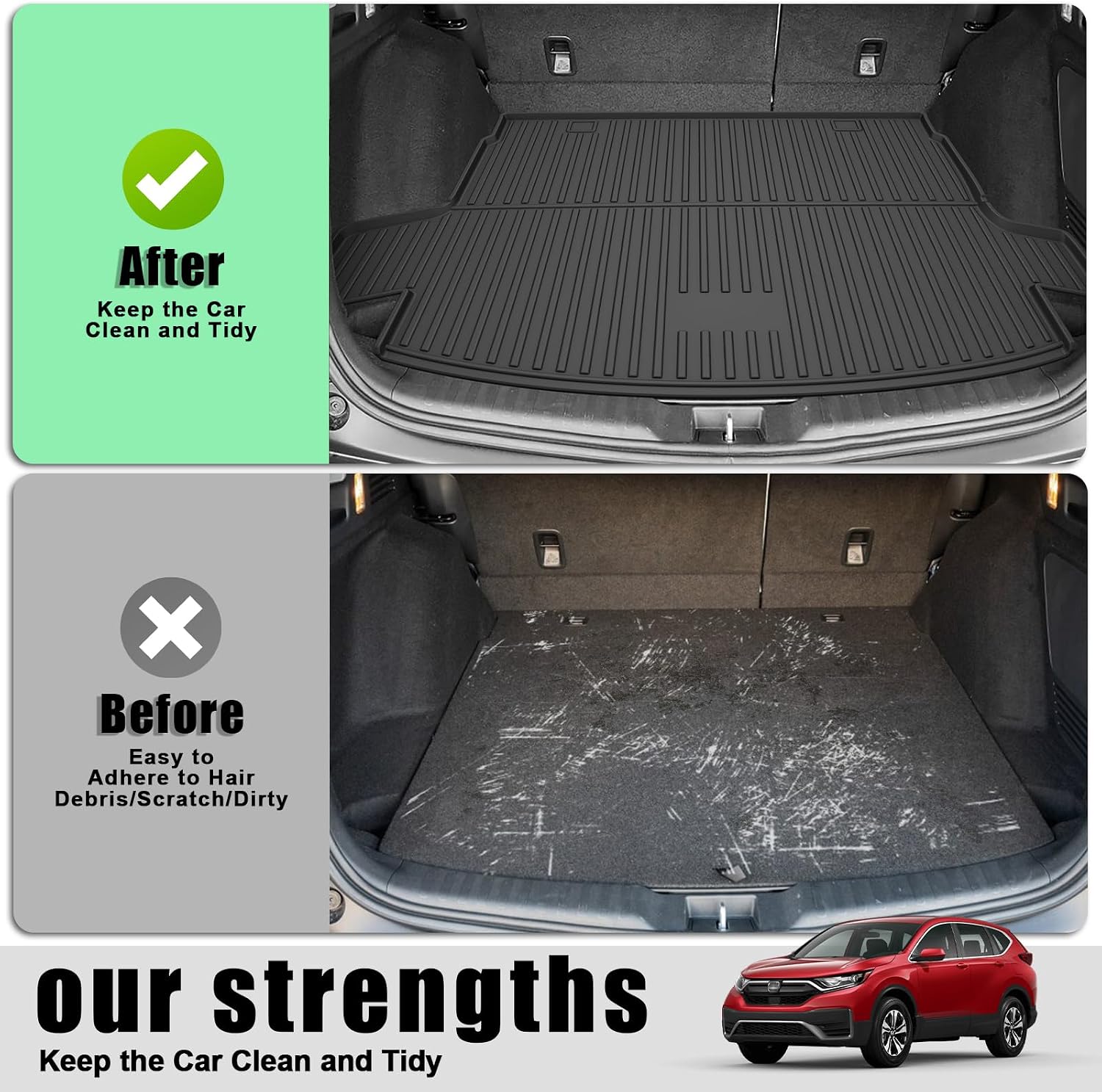 Original 2020-2022 CR-V Hybrid Floor Mats & Cargo Liner for Honda CRV Hybrid - Custom Fit TPE Floor Mats with Trunk Mat - All Weather Rubber Car Mats for Honda CR-V Hybrid 2020-2022