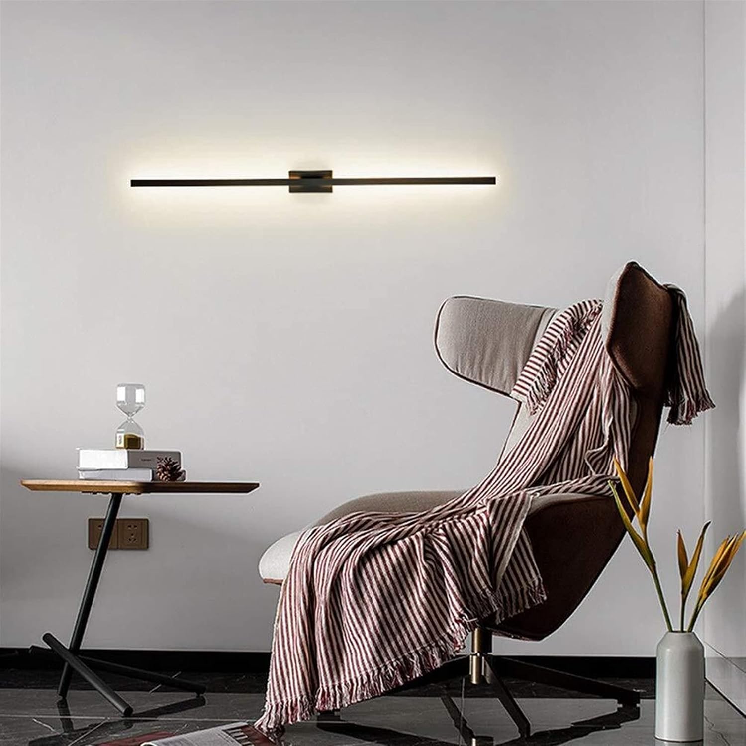 Minimalist Bedroom Bedside Lamp Wall Lamp Modern Scandinavian Indoor Toilet Black Wrought Iron Fixtures Lampshade 1 Light Source Aisle Stairs Corridor Wall Lamp 60 * 2cm Elegant