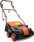 16' Artificial Turf Vacuum, 1800w Grass Sweeper 15 Amp Lawn Sweeper Yard Power Brush with 55L Removable Leaf Collection Bag, Quick-Fold, Keeps Clear Sweepy Box, Orange